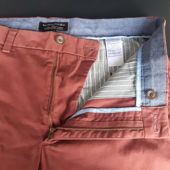 Banana Republic Fulton Skinny Chino 32x32 Burnt Orange Men's Cotton Pants - Picture 3 of 9
